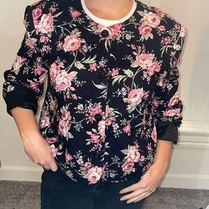 Vintage Boston Traveler Floral Button Down Long Sleeve Jacket/Blazer Size 12